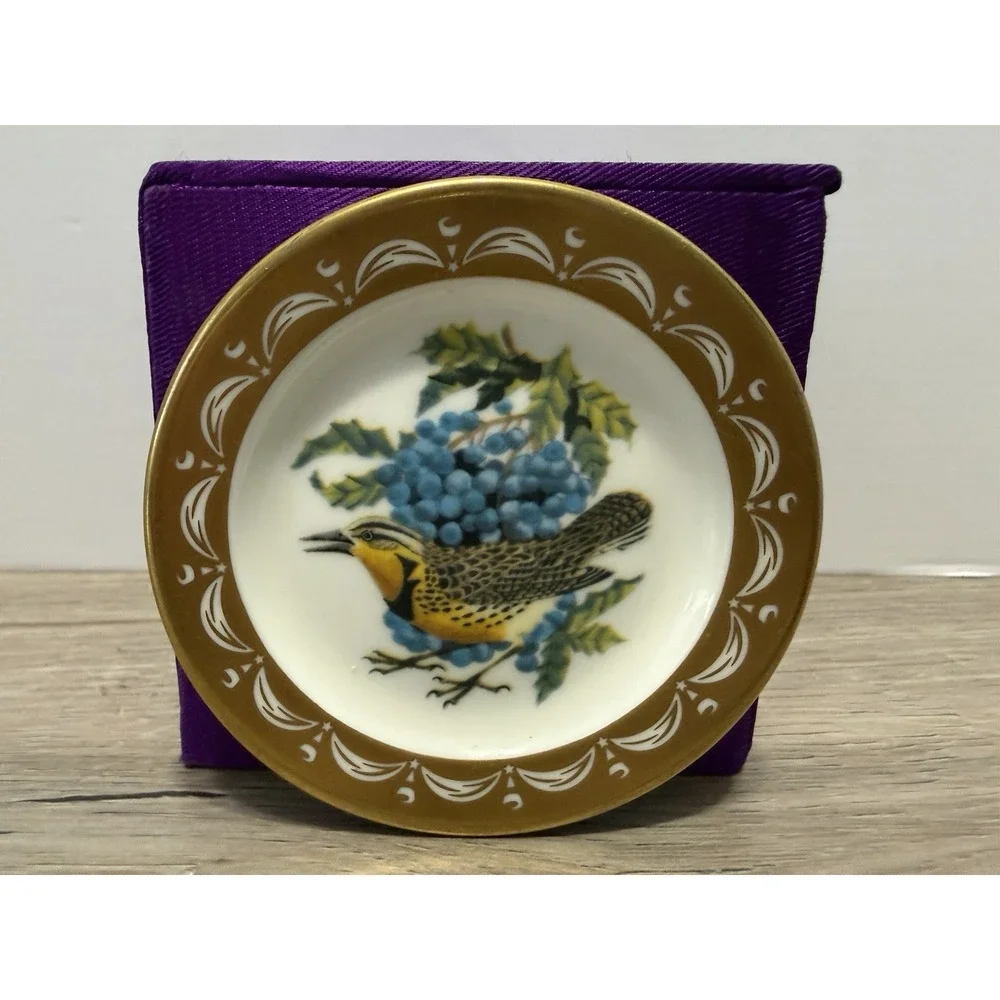 State Birds Flowers Franklin MINI Plate Oregon Western Meadowlark Grape 3